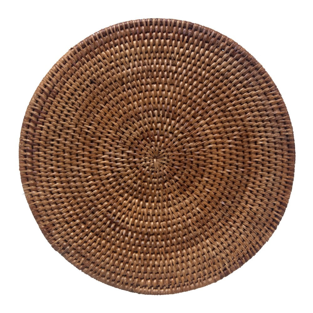 Top view of Rattan Placemat showcasing natural rattan weave on white background