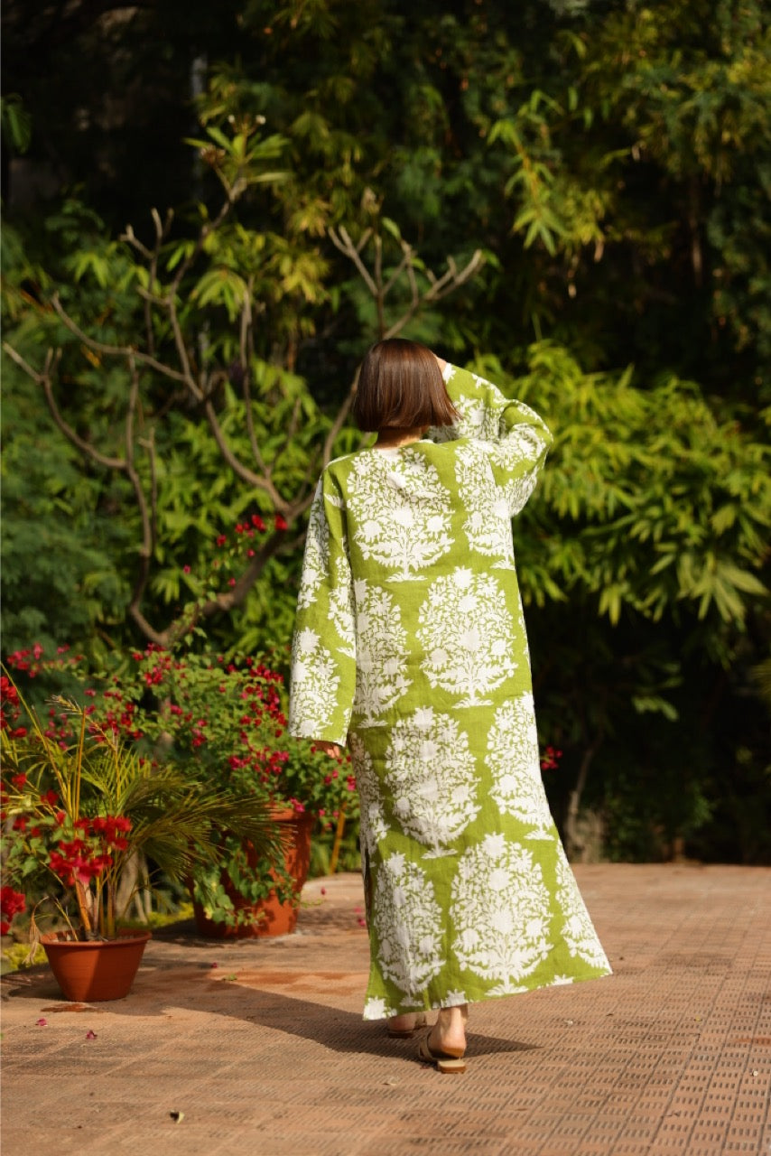 Doha Caftan in Green Bouquet
