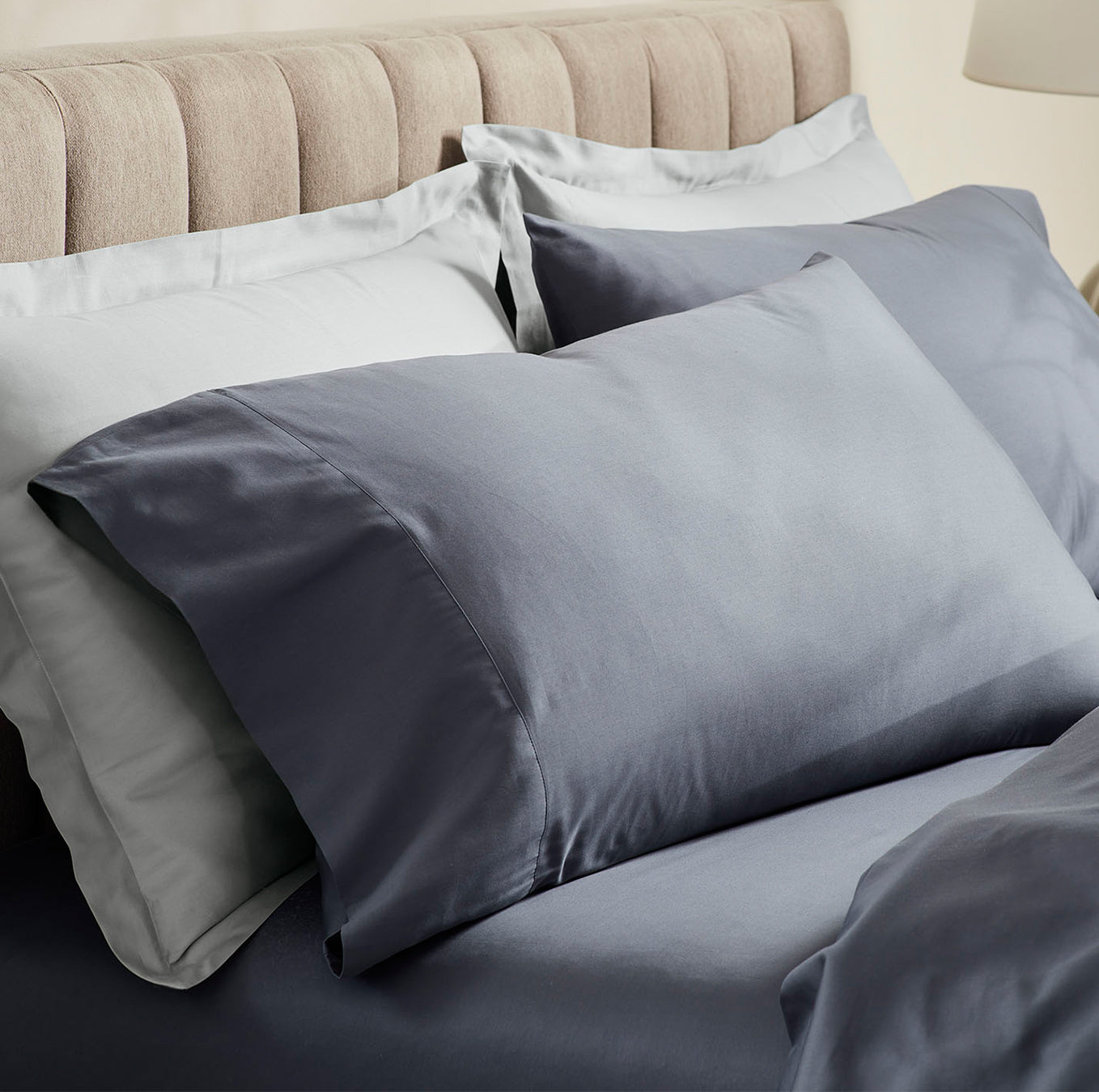 Percale Hemmed Pillowcase Set in Mineral