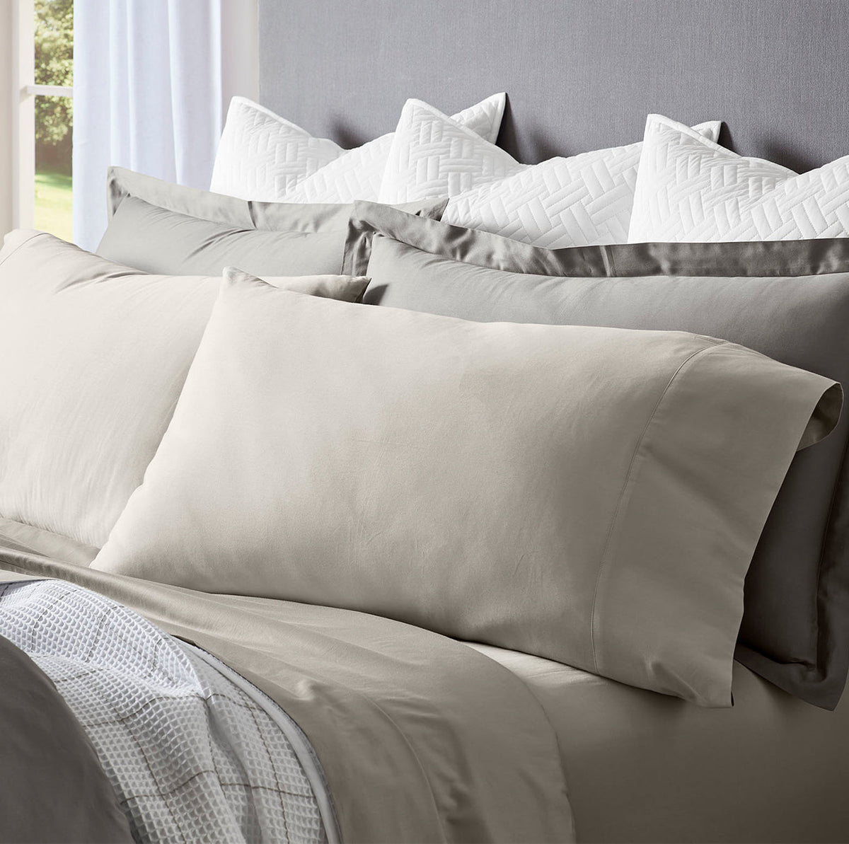 Percale Hemmed Sheet Set in Pewter