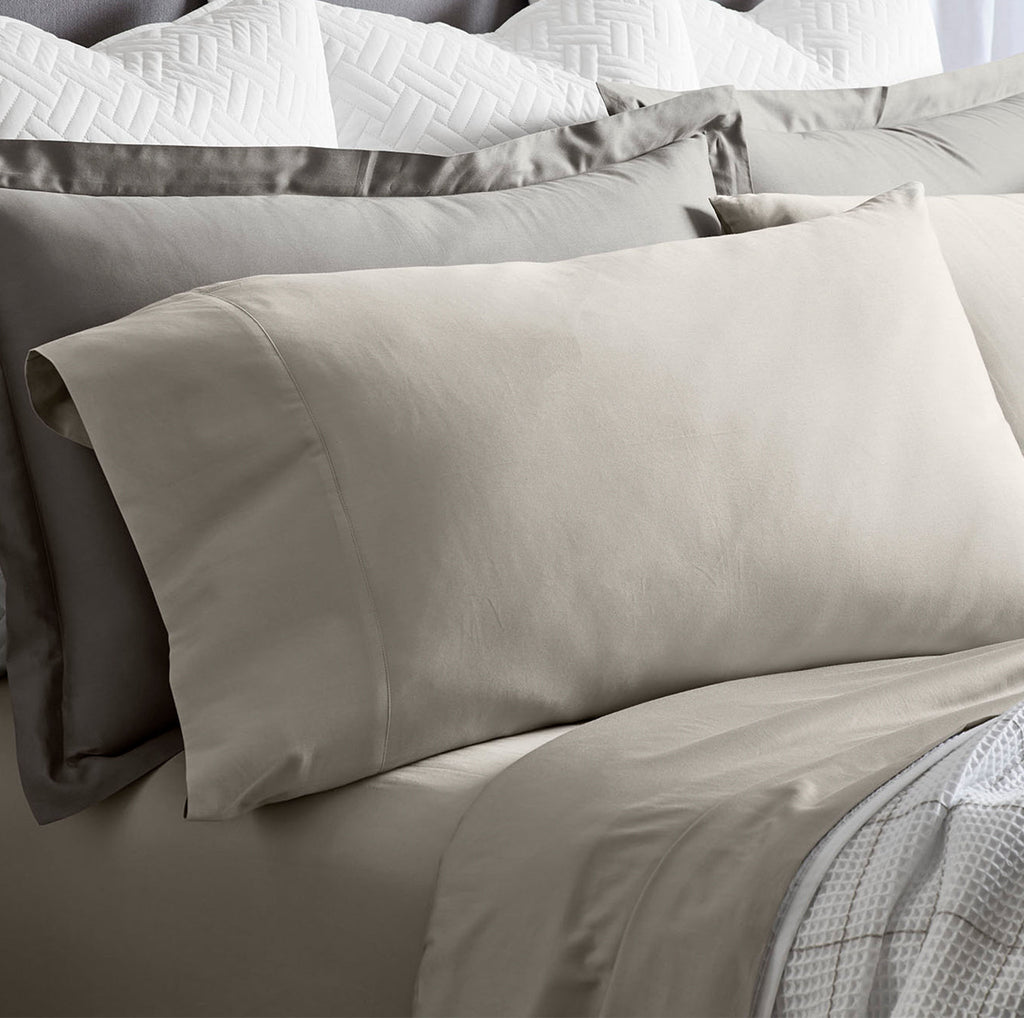 Percale Hemmed Pillowcase Set in Pewter