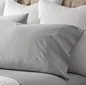 Percale Hemmed Pillowcase Set in Shore
