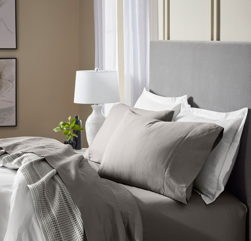 Percale Hemmed Sheet Set in Stone