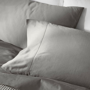 Percale Hemmed Pillowcase Set in Stone