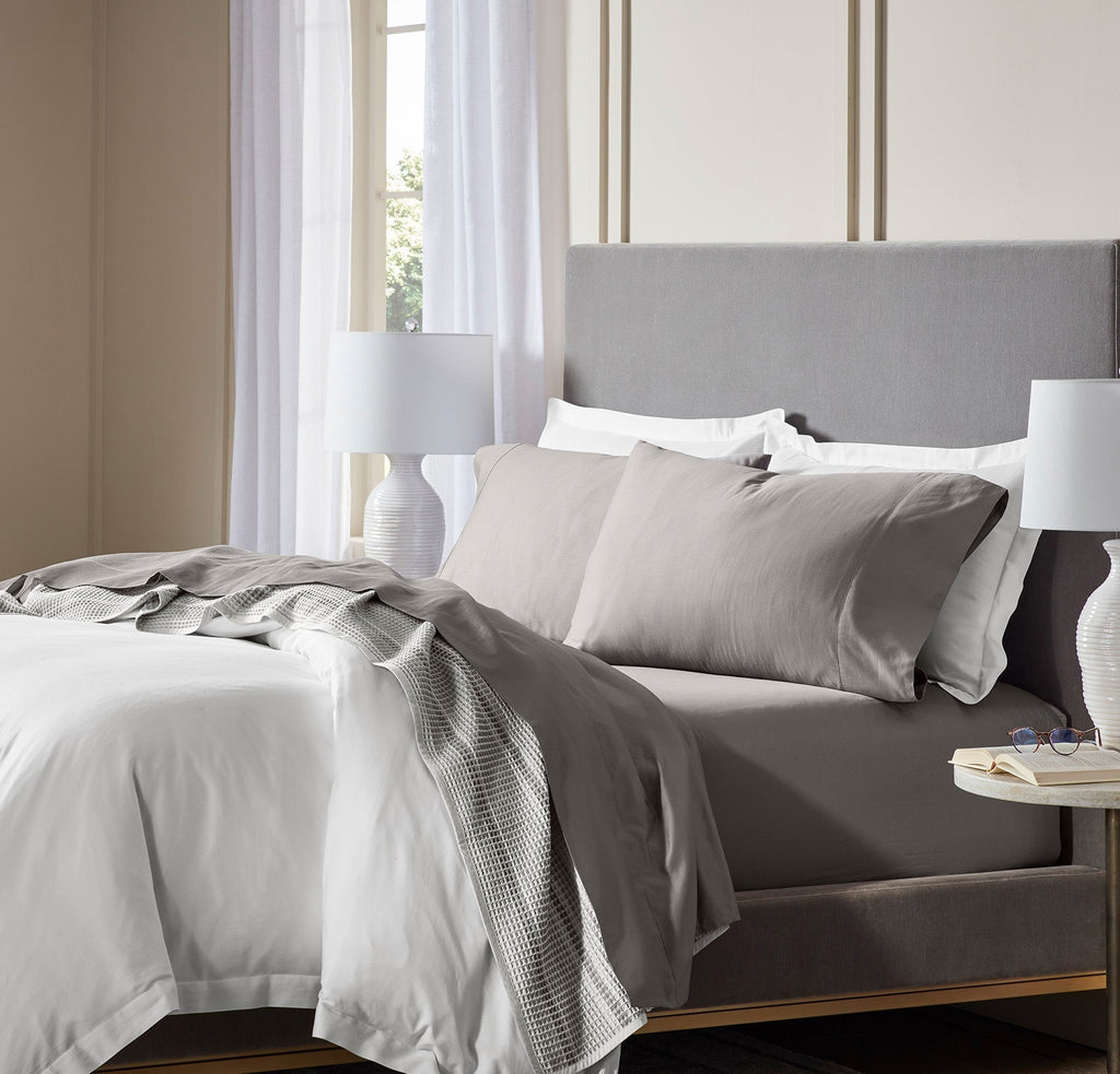 Percale Hemmed Sheet Set in Stone