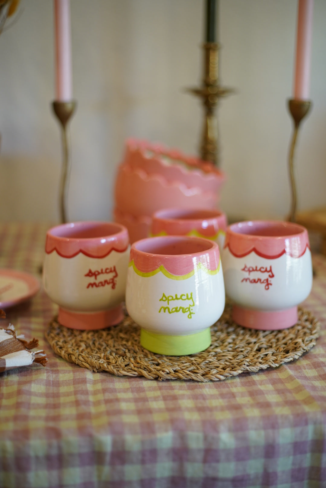 Hand-painted “Spicy Marg” Cups, Set of 2