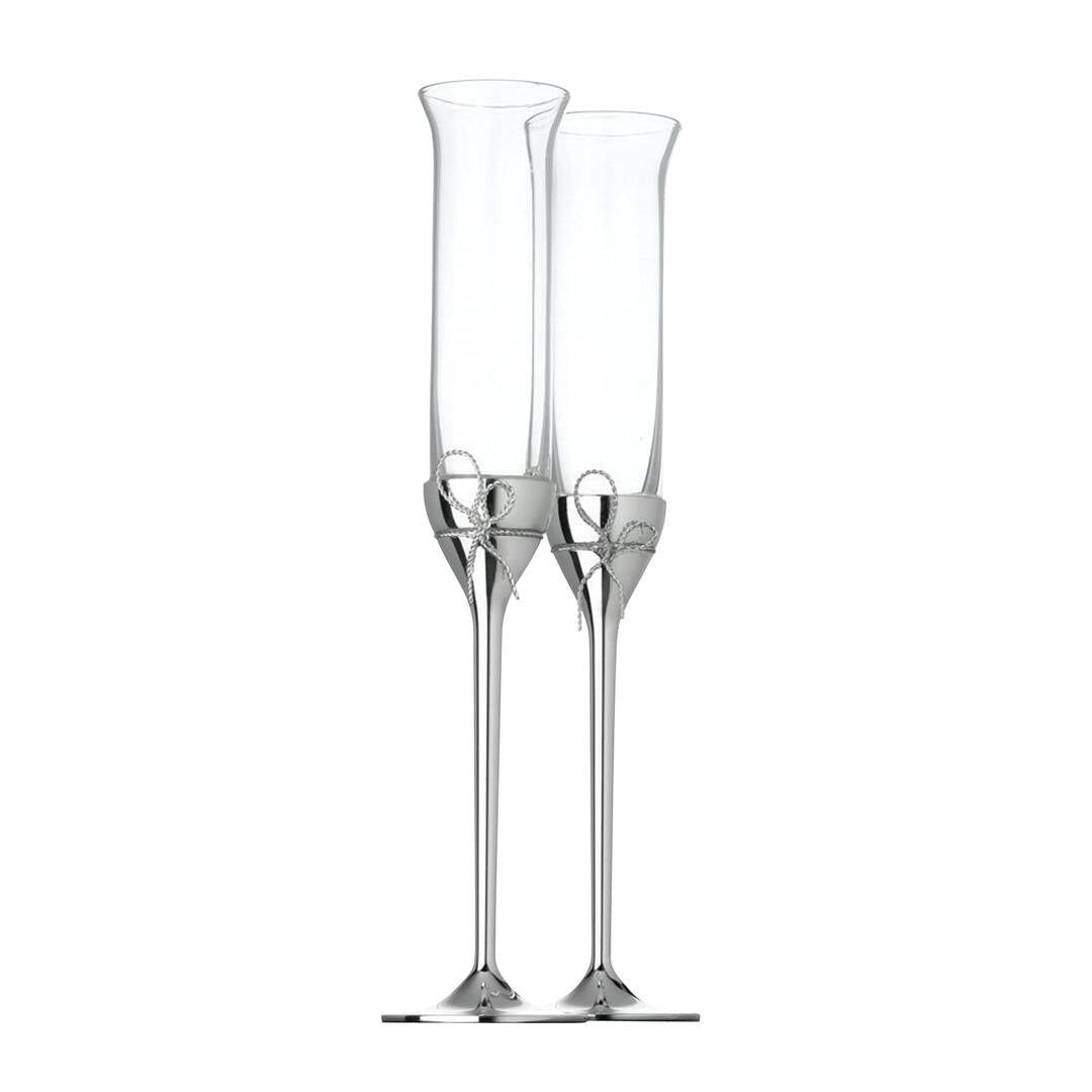 Vera Wang Love Knots Toasting Flutes in Silver, Set of 2