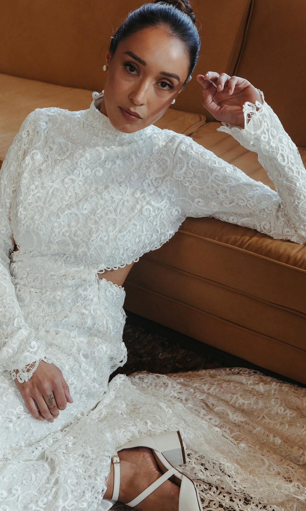Elia Long Sleeve Open Back Lace Wedding Dress