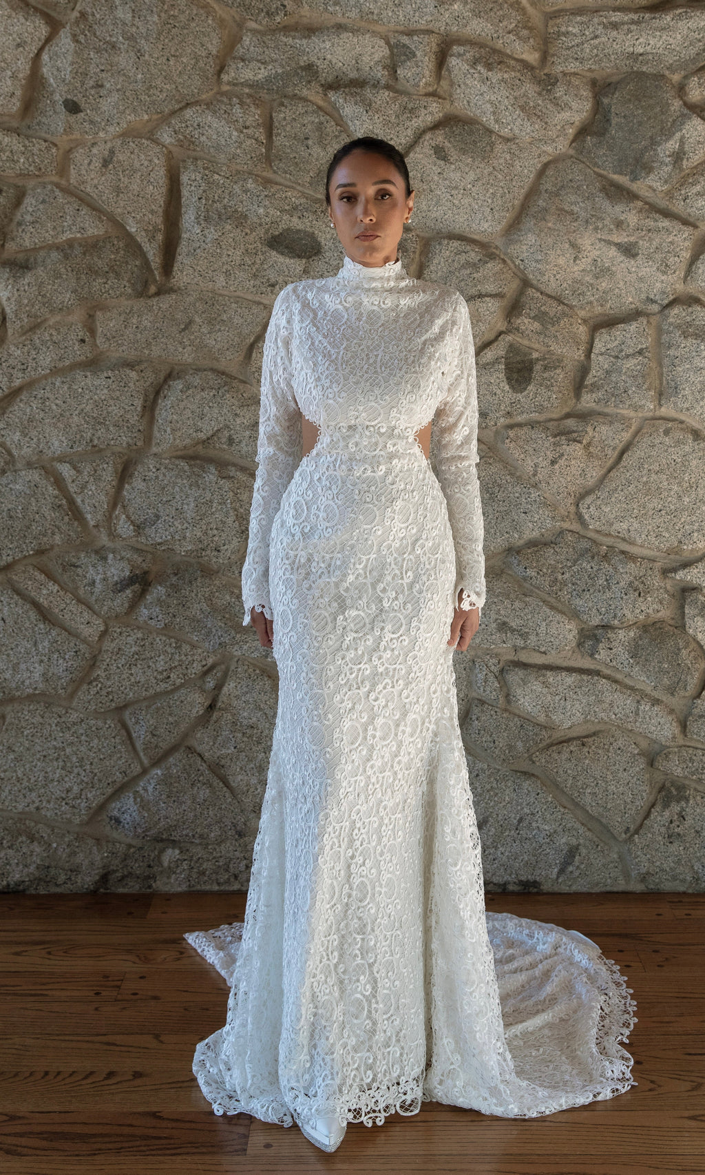 Elia Long Sleeve Open Back Lace Wedding Dress