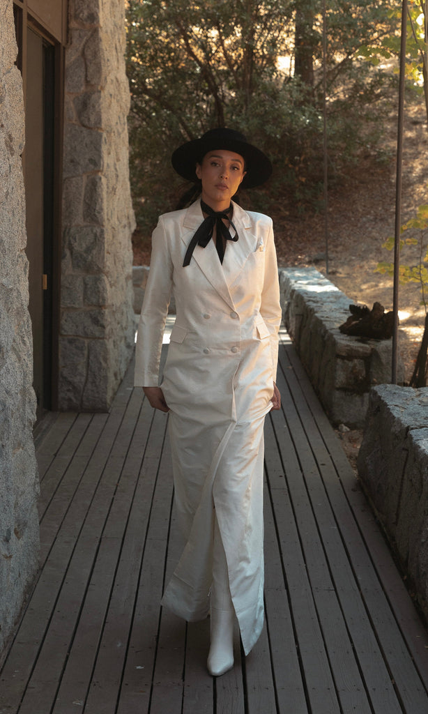 Cass- Silk Bridal Tuxedo Gown Cass- Silk Bridal Tuxedo Gown