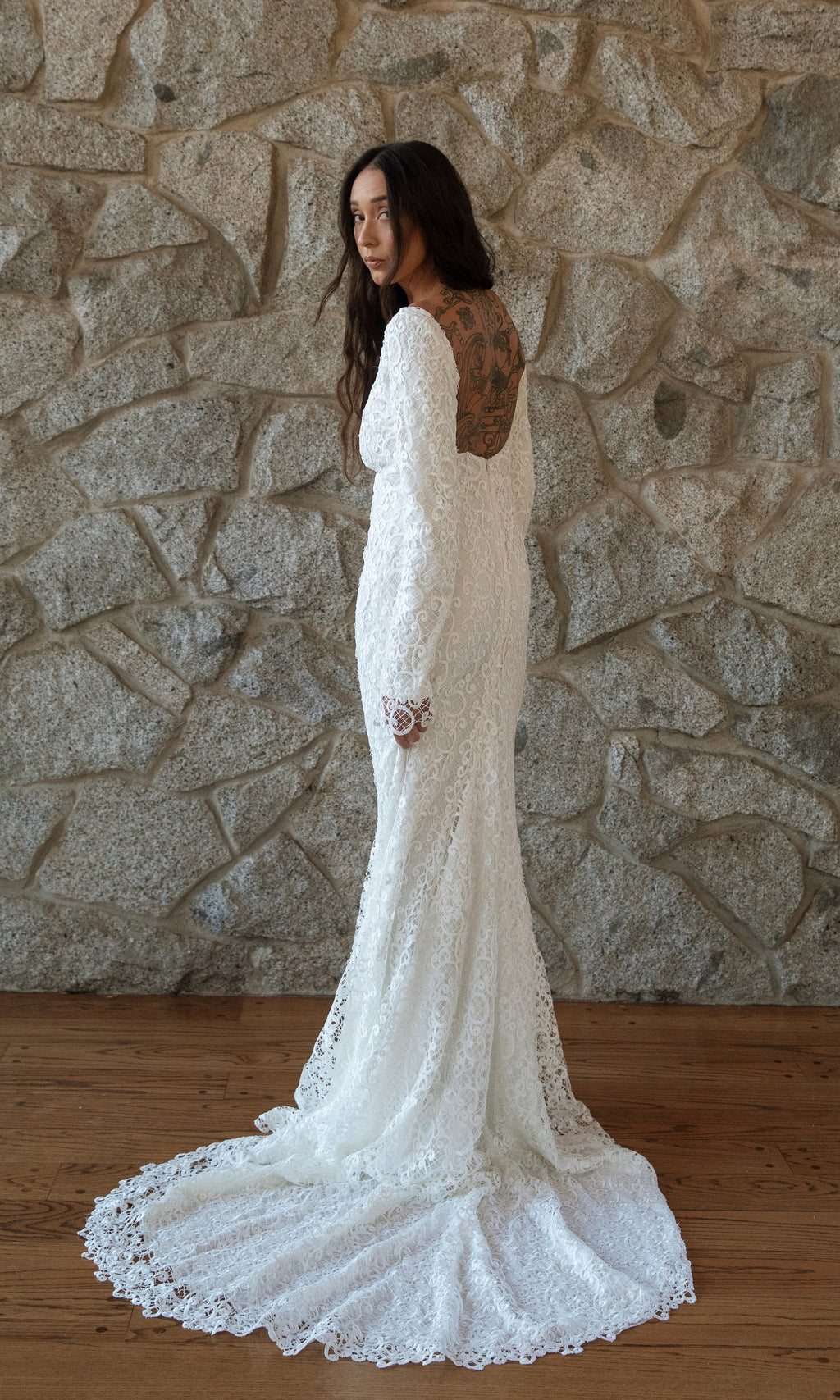 Nash- Crochet Lace Boat Neck Wedding Gown L Nash- Crochet Lace Boat Neck Wedding Gown L