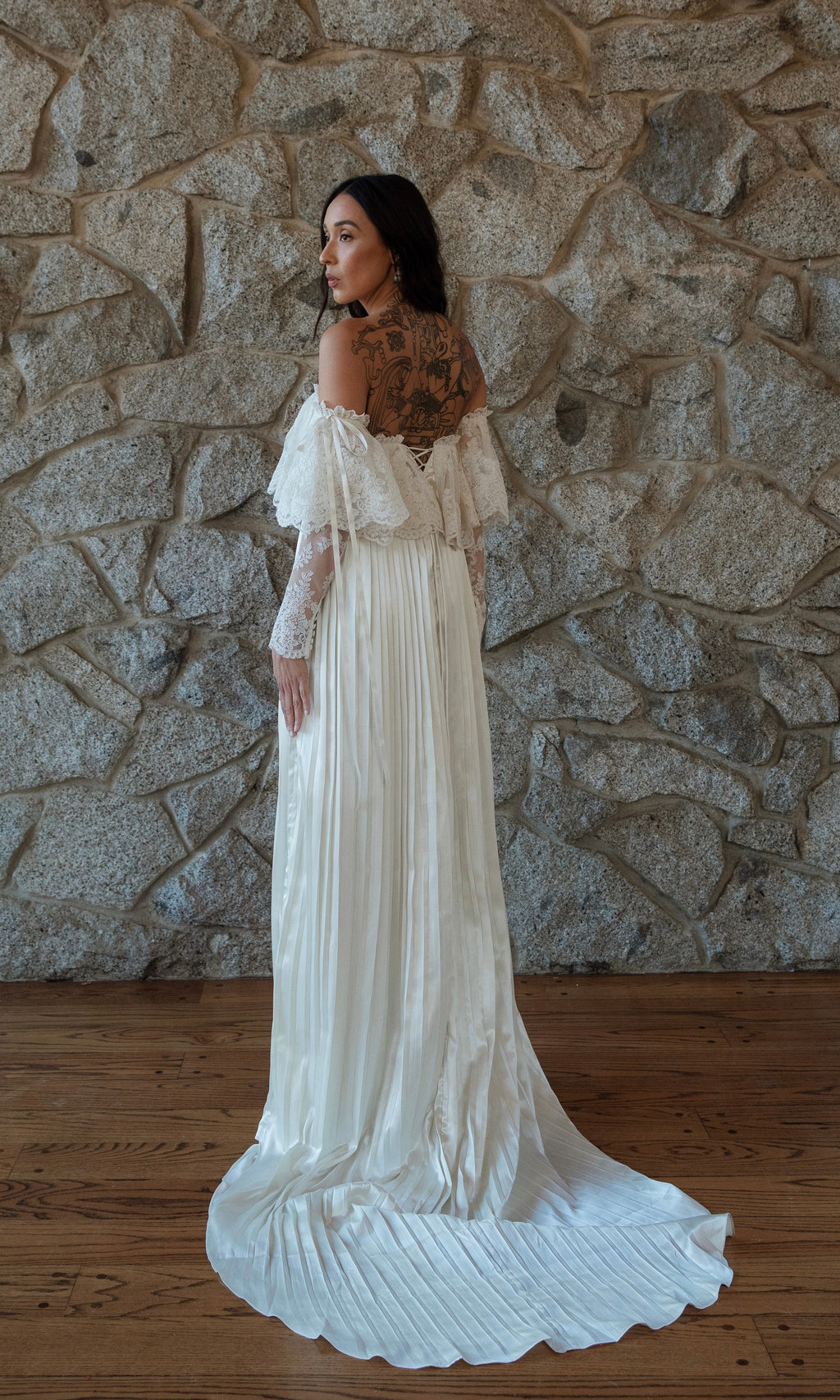 Luca Pleated Satin Silk Wedding Dress