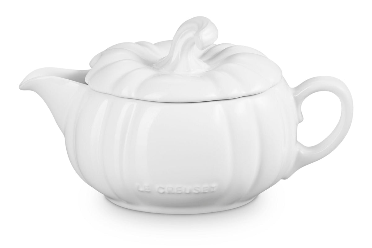 Le Creuset Pumpkin Gravy Boat in White
