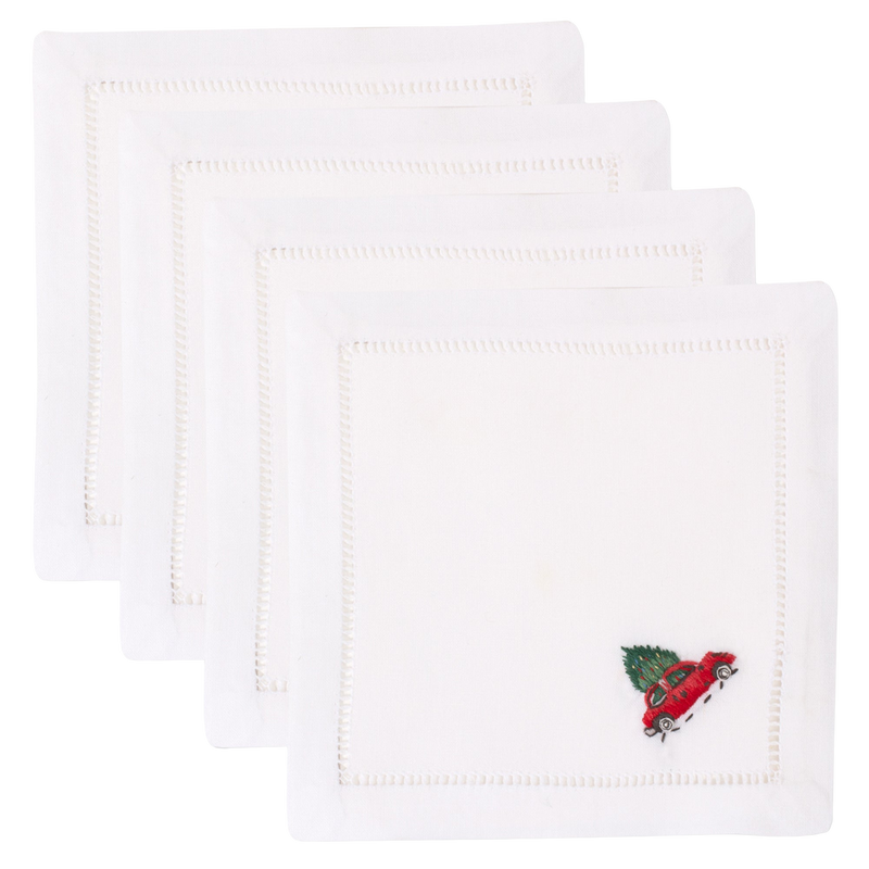 Christmas Tree Car Cocktail Napkin Set