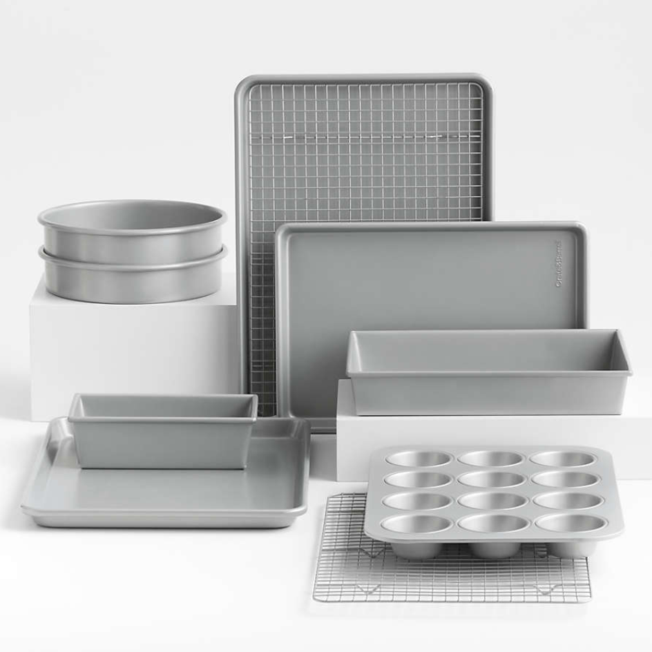 Crate & Barrel Silver 10-Piece Non-Stick Bakeware Set