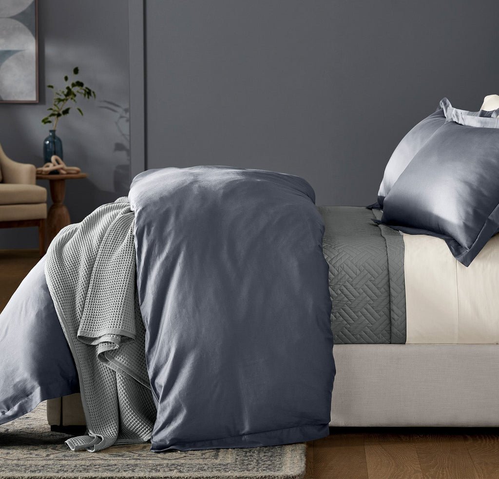 Percale Hemmed Duvet Set in Mineral