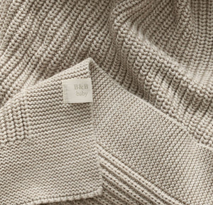Ribbed Knit Baby Blanket in Heathered Oatmeal