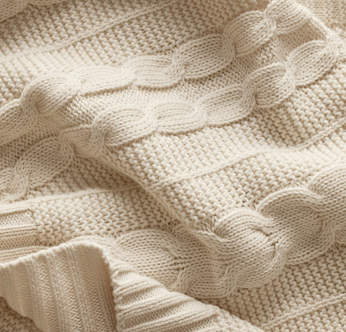 Cable Knit Baby Blanket in Natural