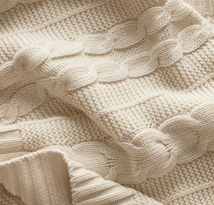 Cable Knit Baby Blanket in Natural