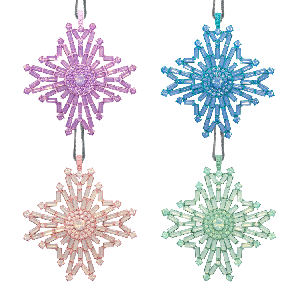 Baguette Snowflake Hanging Ornaments Boxed Set in Sherbet