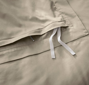 Percale Hemmed Duvet Set in Oak