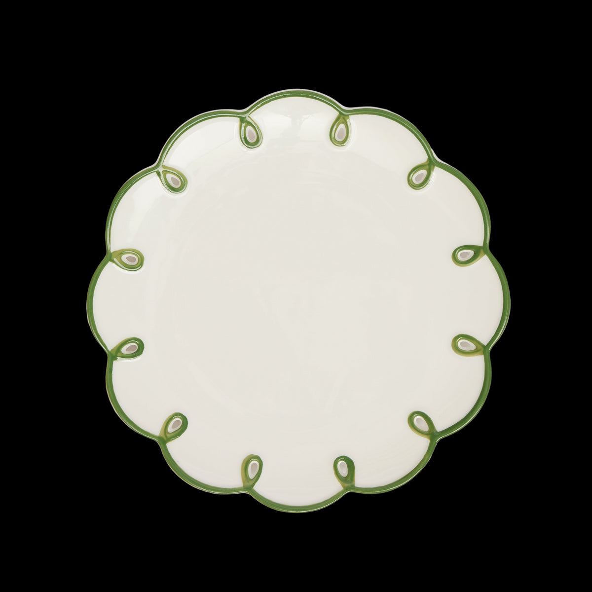 Green Edged Squiggle Starter Plate, Set of 4