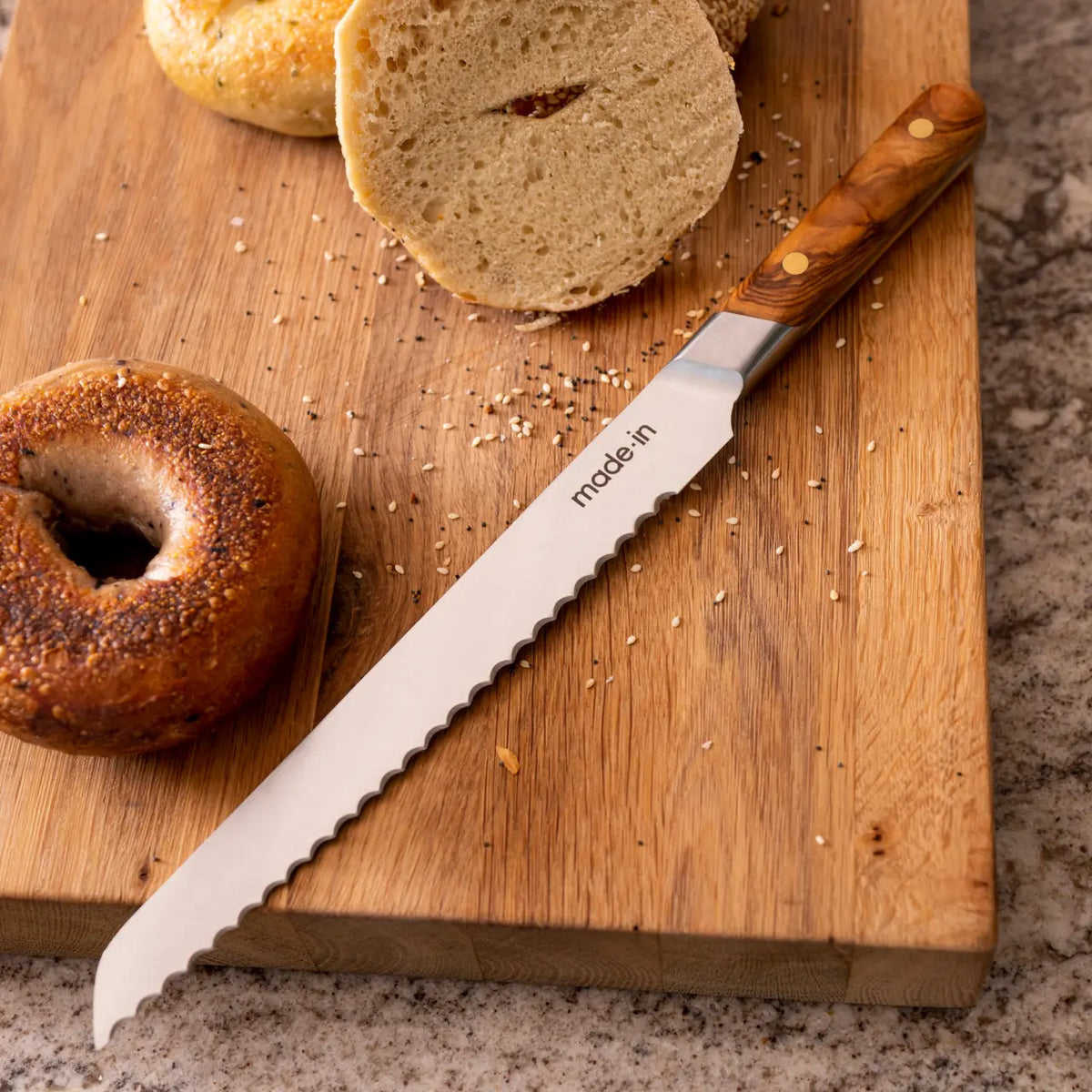 Bread Knife in Olive Wood