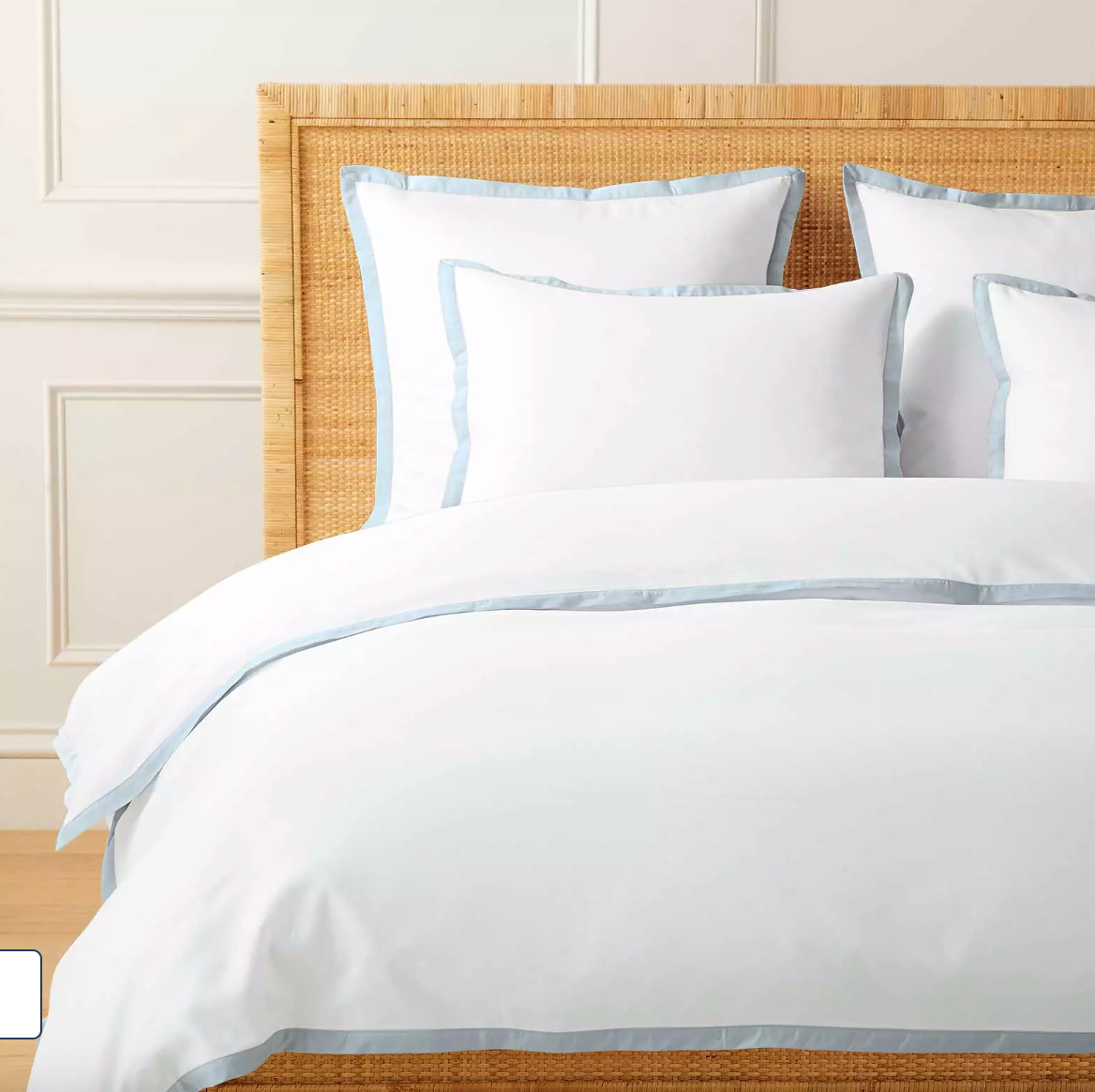 Border Frame Sateen Duvet Cover, King, Sky color