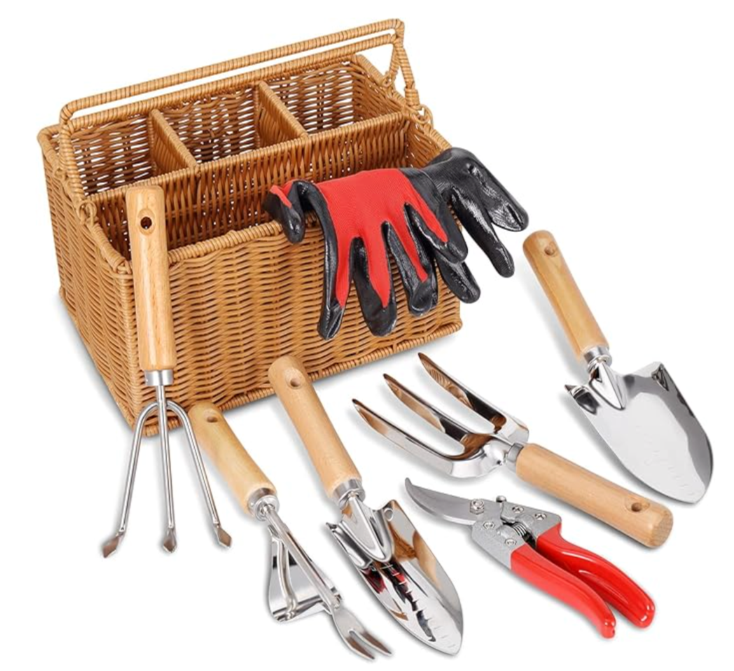 8-Piece Garden Tool Set with Basket