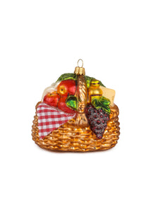 Picnic Basket with Cloth & Wine Ornament