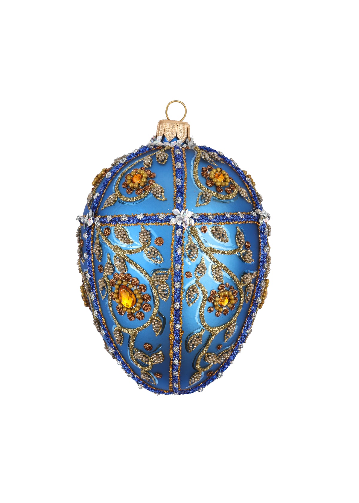 Small Rhinestone-Encrusted Egg in Blue & Green