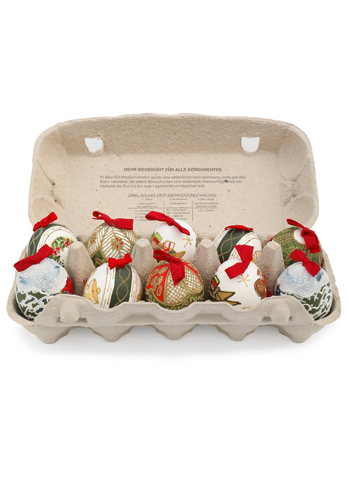 Hand-Painted Christmas Eggs, Mixed Set of 10