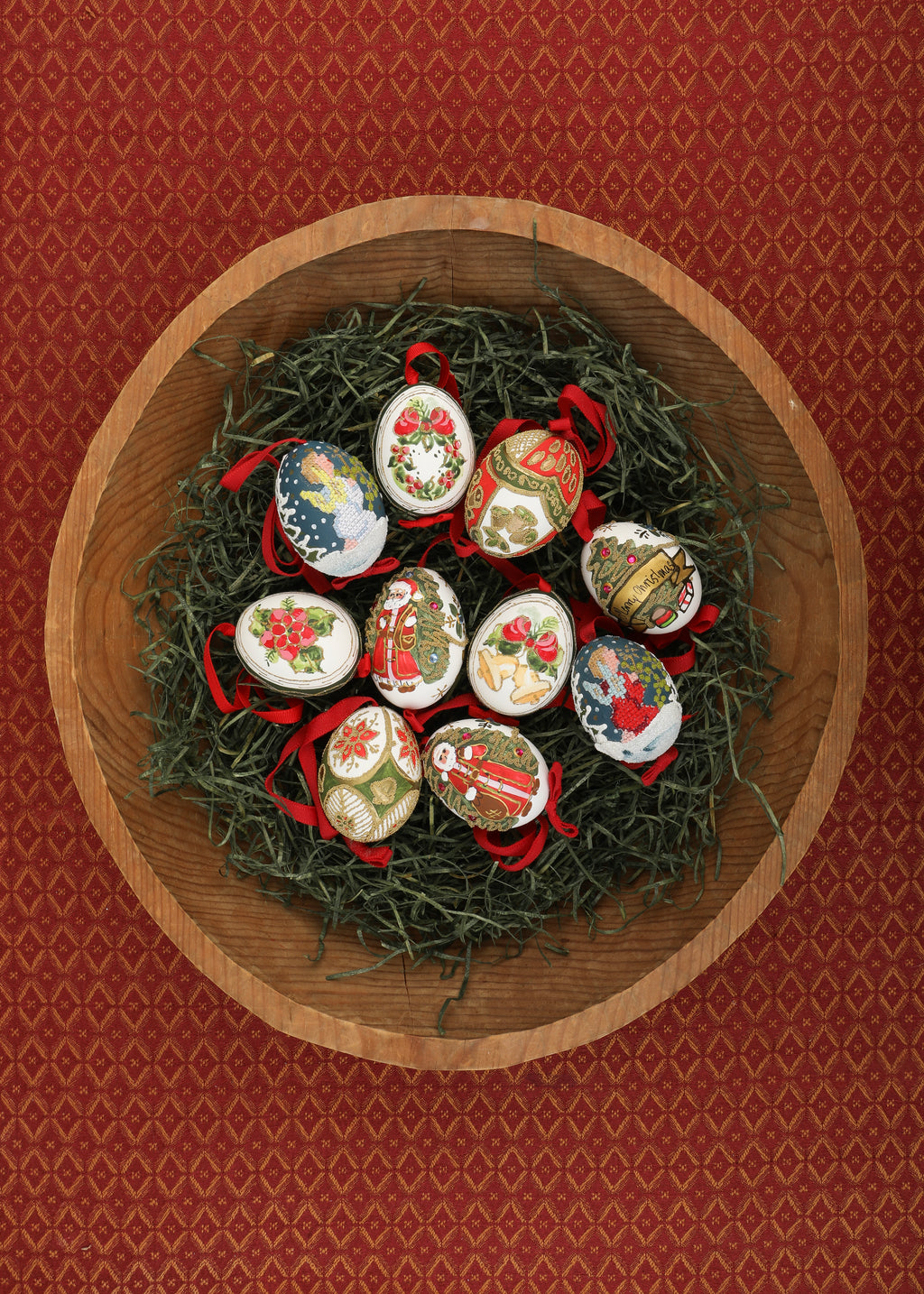 Hand-Painted Christmas Eggs, Mixed Set of 10