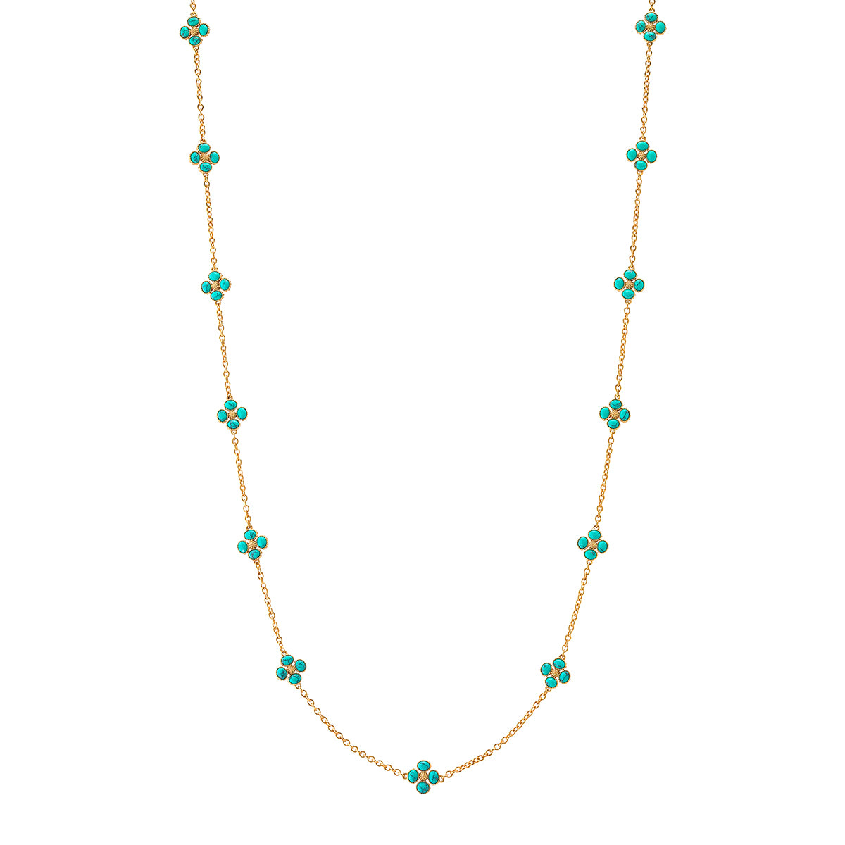 Berry Clover Double Sided Necklace 34" in Turquoise