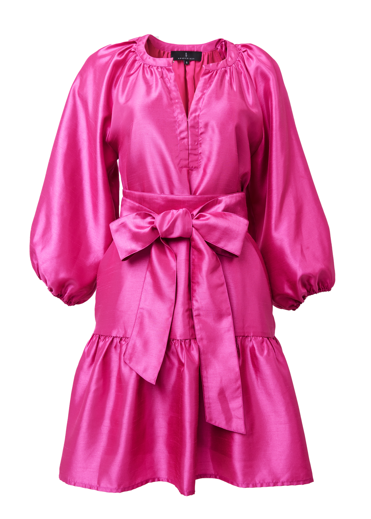 Elise Mini Dress in Hot Pink Dupioni