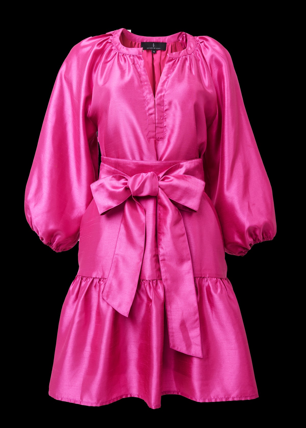 Elise Mini Dress in Hot Pink Dupioni