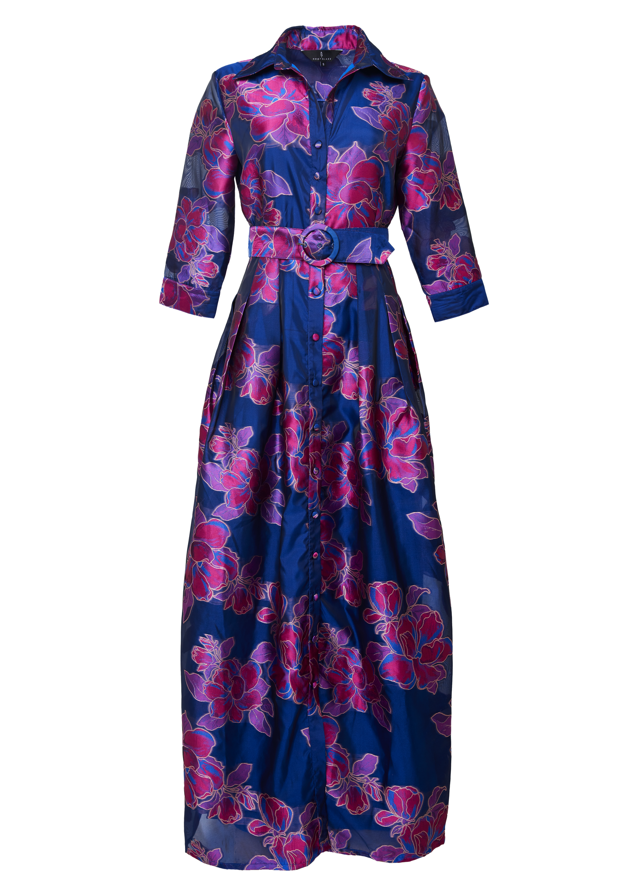 Cecilia Gown in Fuchsia Navy Peony Organza