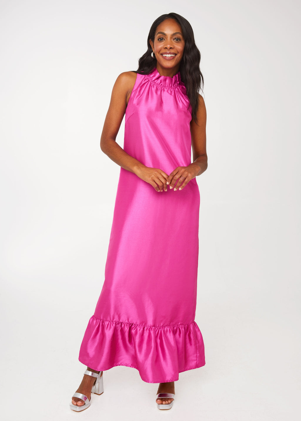 Camille Gown in Hot Pink Dupioni