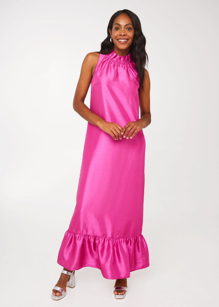 Camille Gown in Hot Pink Dupioni L Camille Gown in Hot Pink Dupioni L