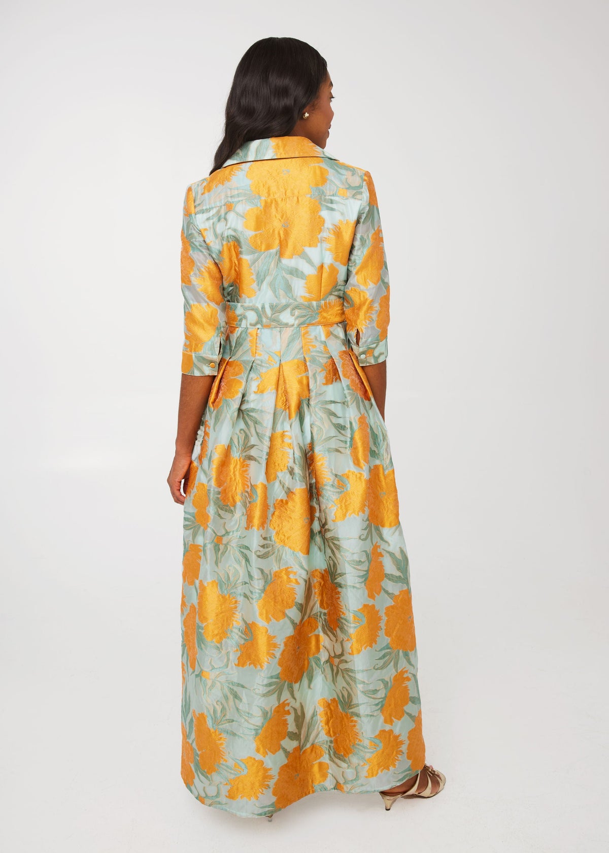 Cecilia Gown in Mint Pansy Vine Organza