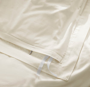 Percale Hemmed Duvet Set in Cream