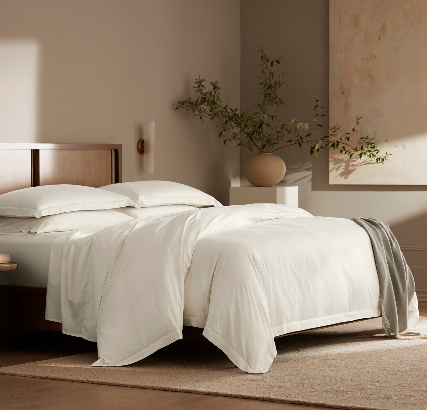 Signature Hemmed Duvet Set in Cream - Full/Queen