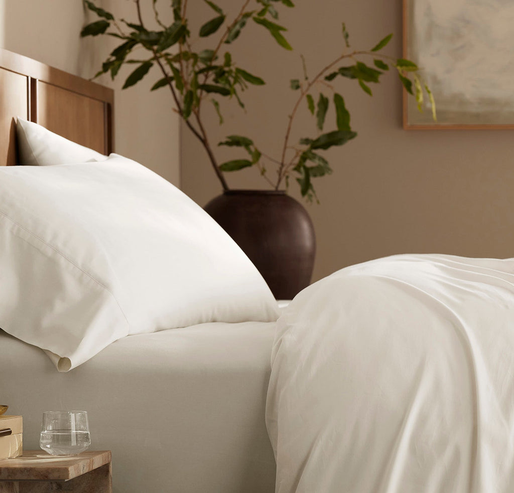 Percale Hemmed Pillowcase Set in Cream
