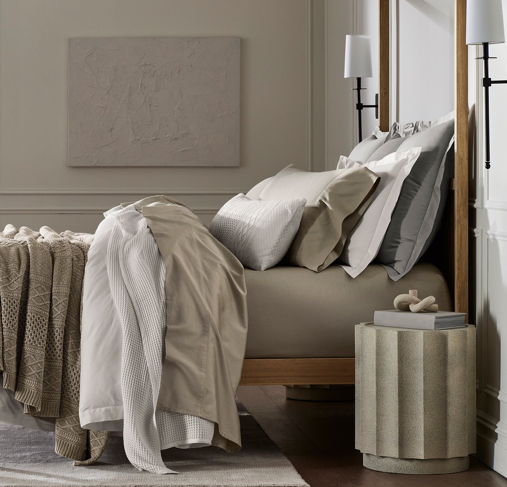 Percale Hemmed Sheet Set in Oak