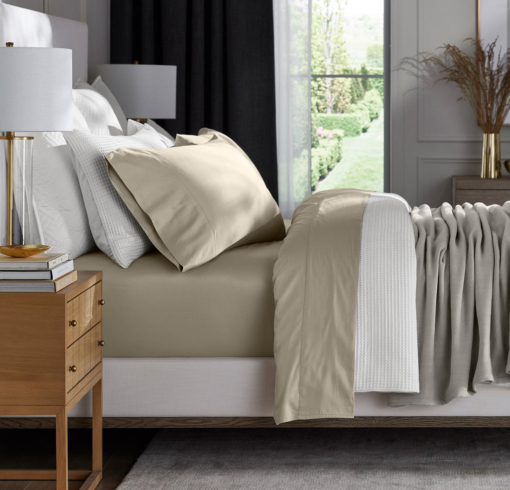 Percale Hemmed Sheet Set in Oak