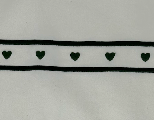 California King Flat Sheet with Green Framed Heart Border