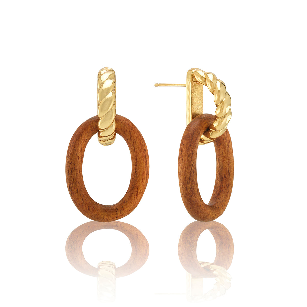 Earth Goddess Link Drop Earrings in Teak