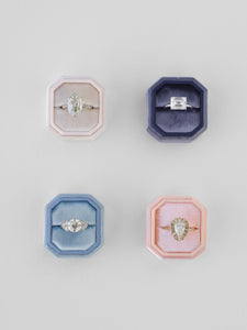 sky blue neutral colbalt light pink velvet ring box