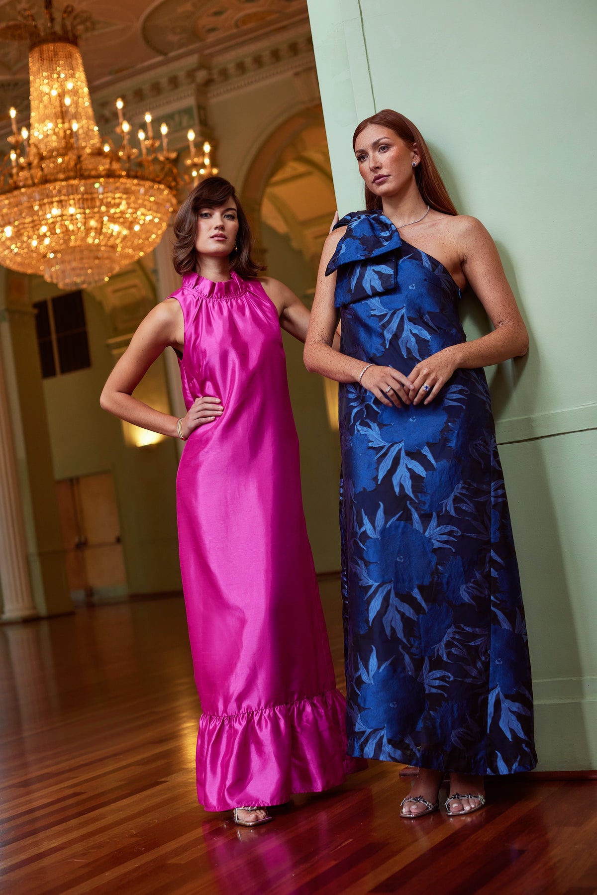 Cassie Gown in Royal Blue Pansy Vine Organza