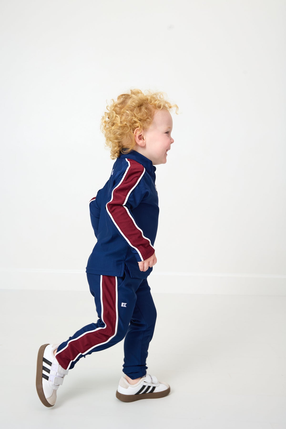 Sideline Warm-Up Joggers in Navy with Maroon Stripe